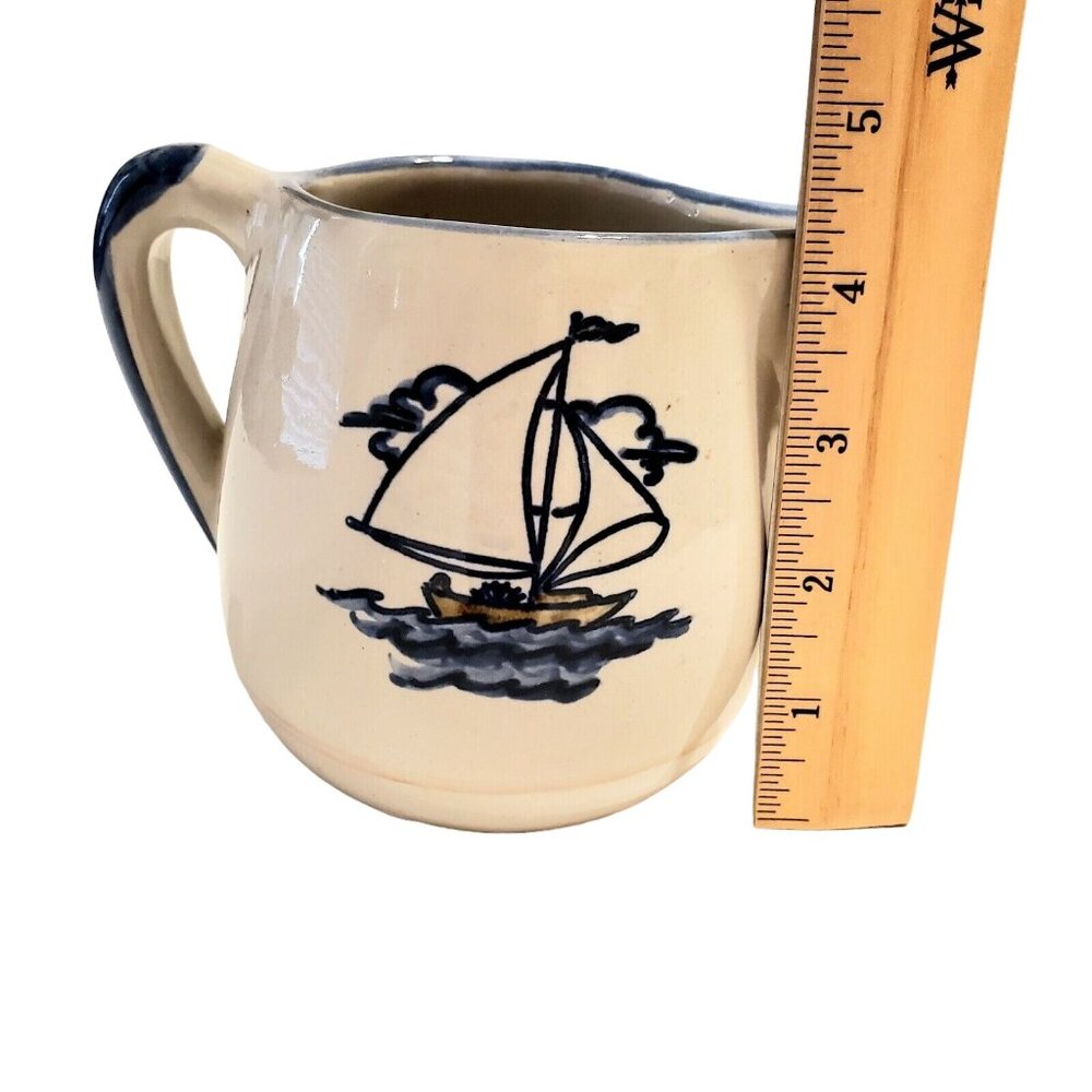 Louisville Stoneware Pottery Pitcher Creamer Sailboat Gravy Syrup Nautical USA - Picture 8 of 10